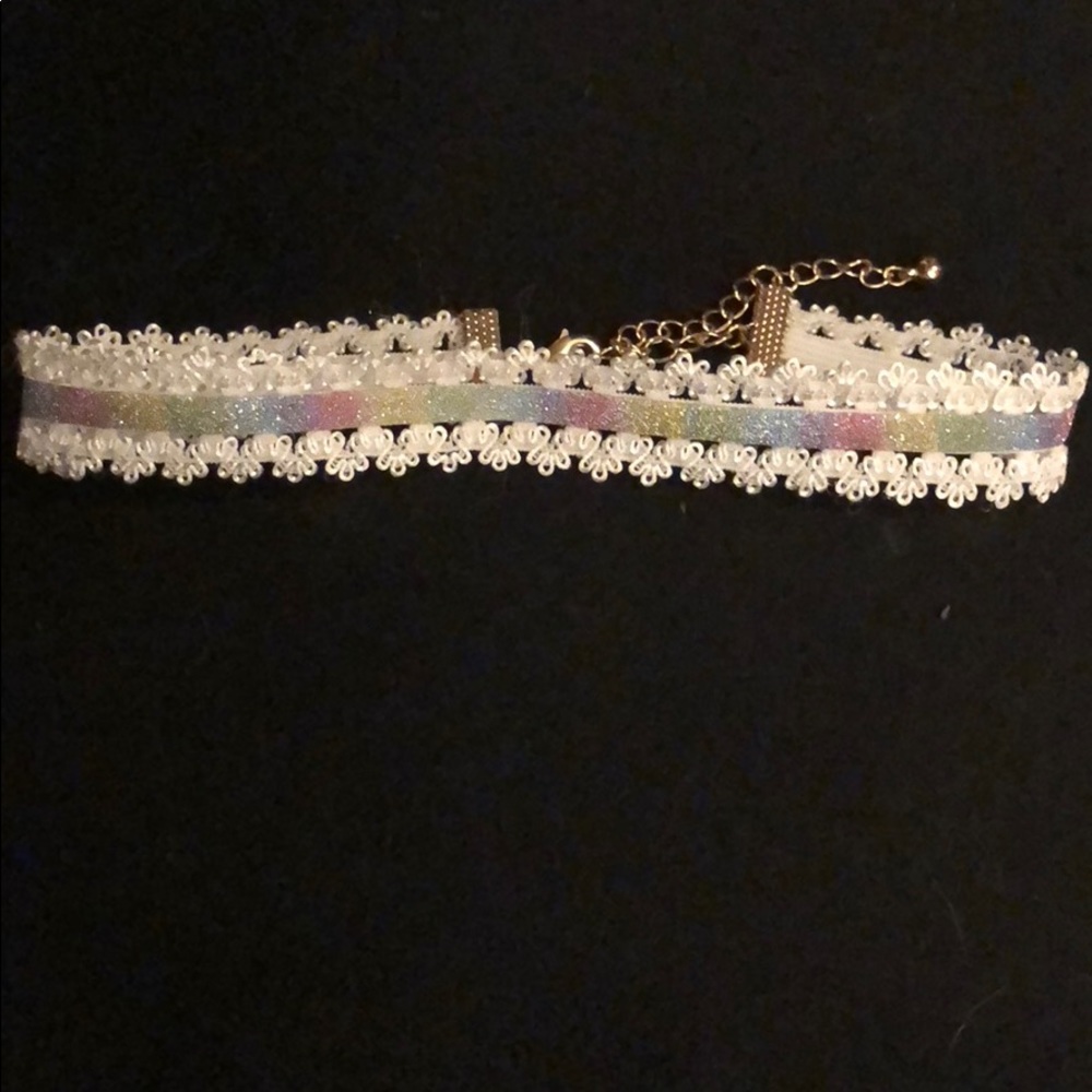 Rainbow lace choker
